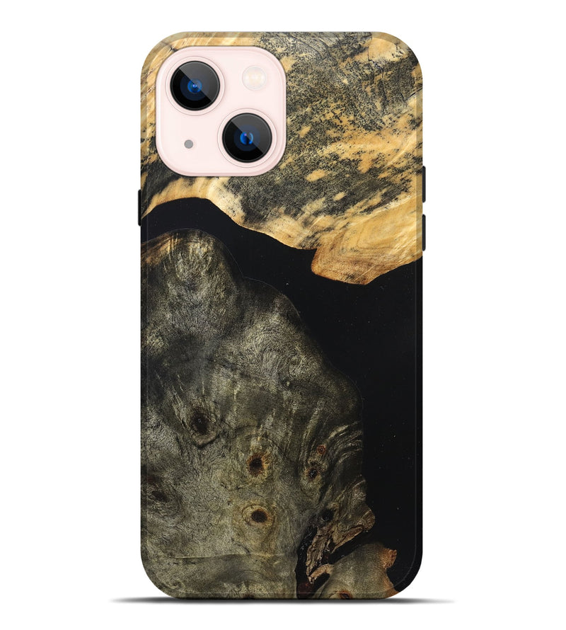 iPhone 14 Plus Wood Live Edge Phone Case - Flossie (Pure Black, 823420)