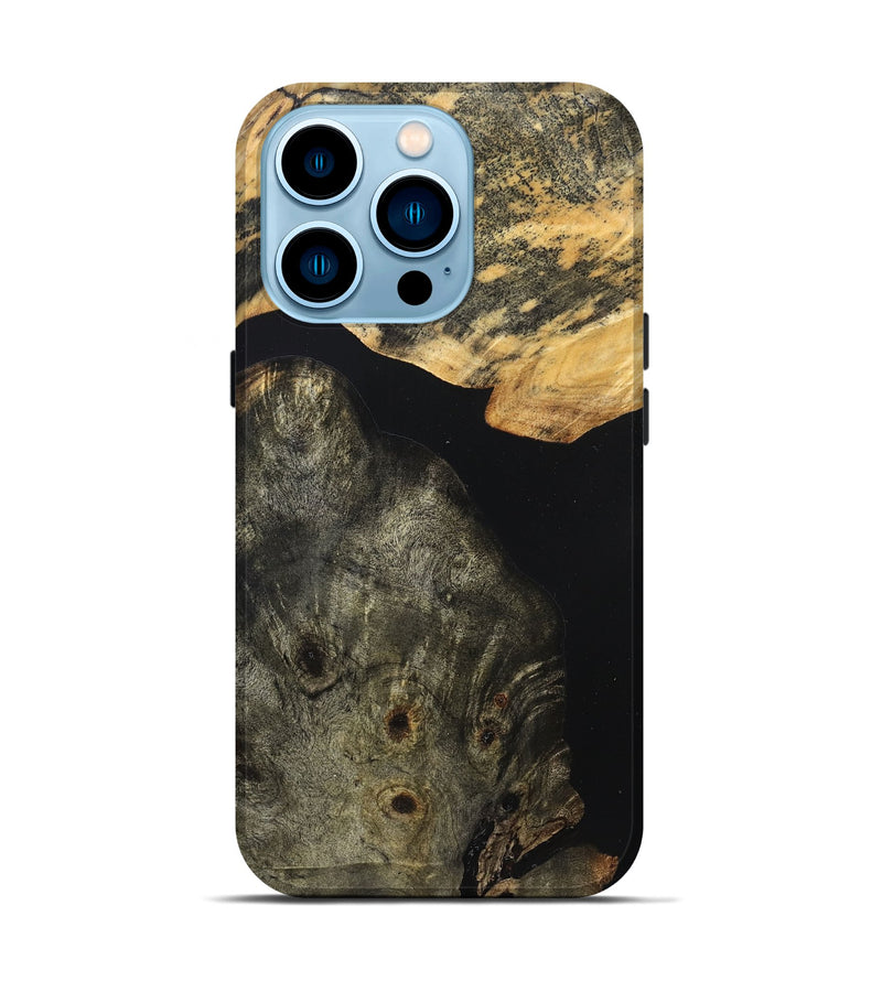 iPhone 14 Pro Wood Live Edge Phone Case - Flossie (Pure Black, 823420)