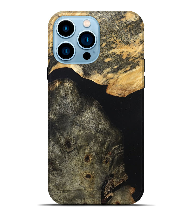 iPhone 14 Pro Max Wood Live Edge Phone Case - Flossie (Pure Black, 823420)