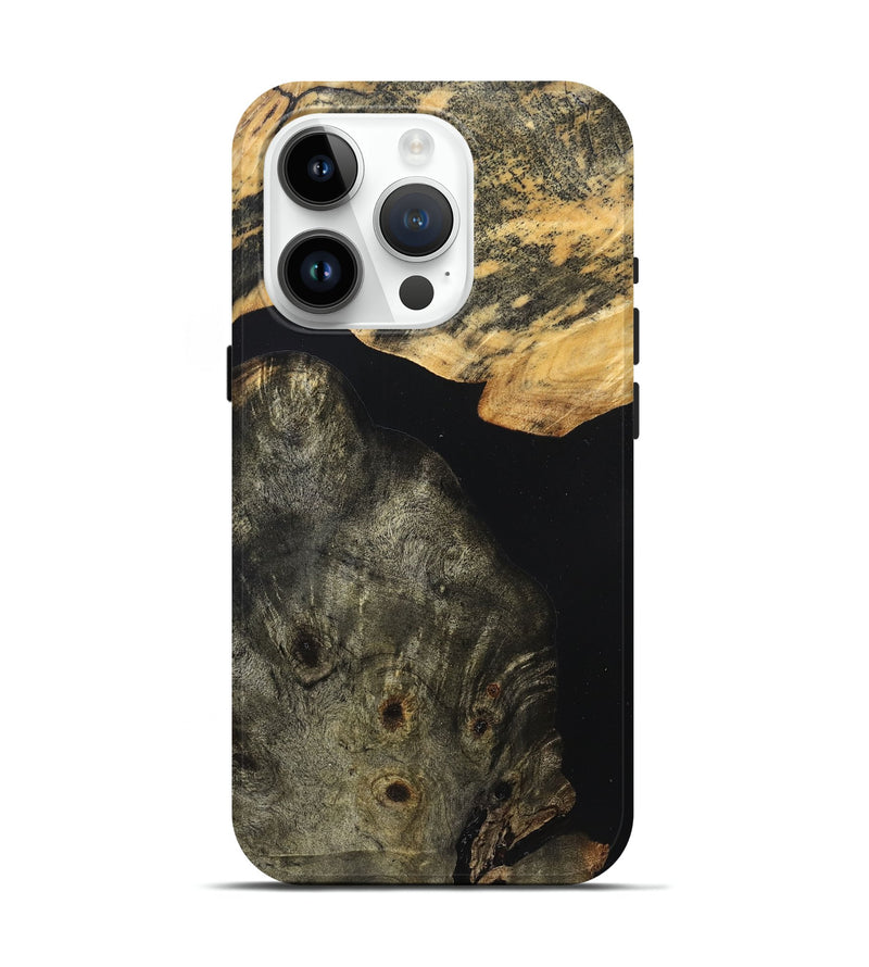 iPhone 15 Pro Wood Live Edge Phone Case - Flossie (Pure Black, 823420)