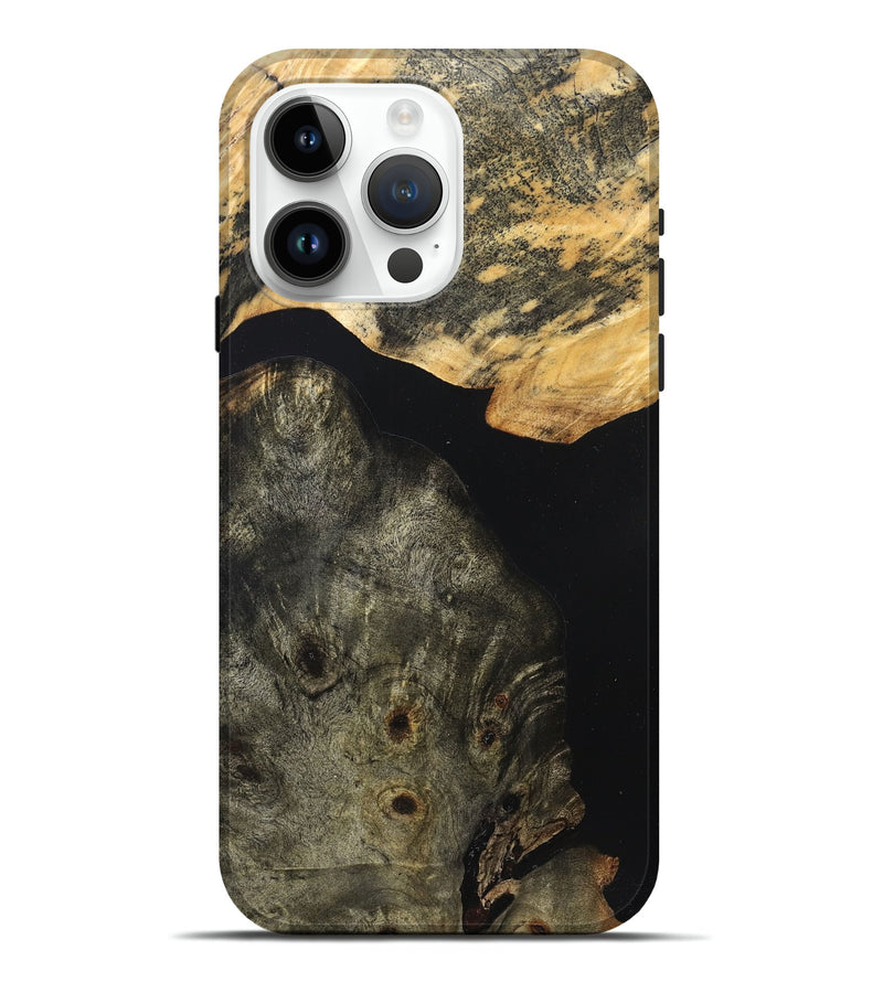 iPhone 15 Pro Max Wood Live Edge Phone Case - Flossie (Pure Black, 823420)