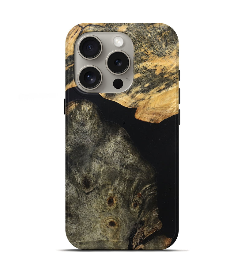 iPhone 16 Pro Wood Live Edge Phone Case - Flossie (Pure Black, 823420)