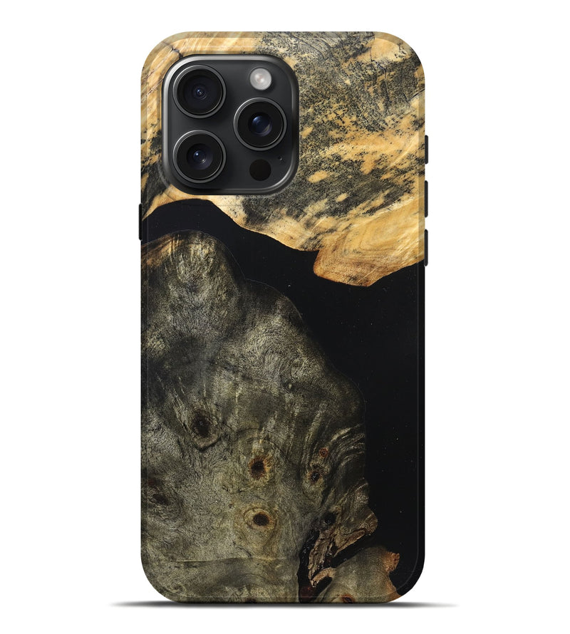 iPhone 16 Pro Max Wood Live Edge Phone Case - Flossie (Pure Black, 823420)