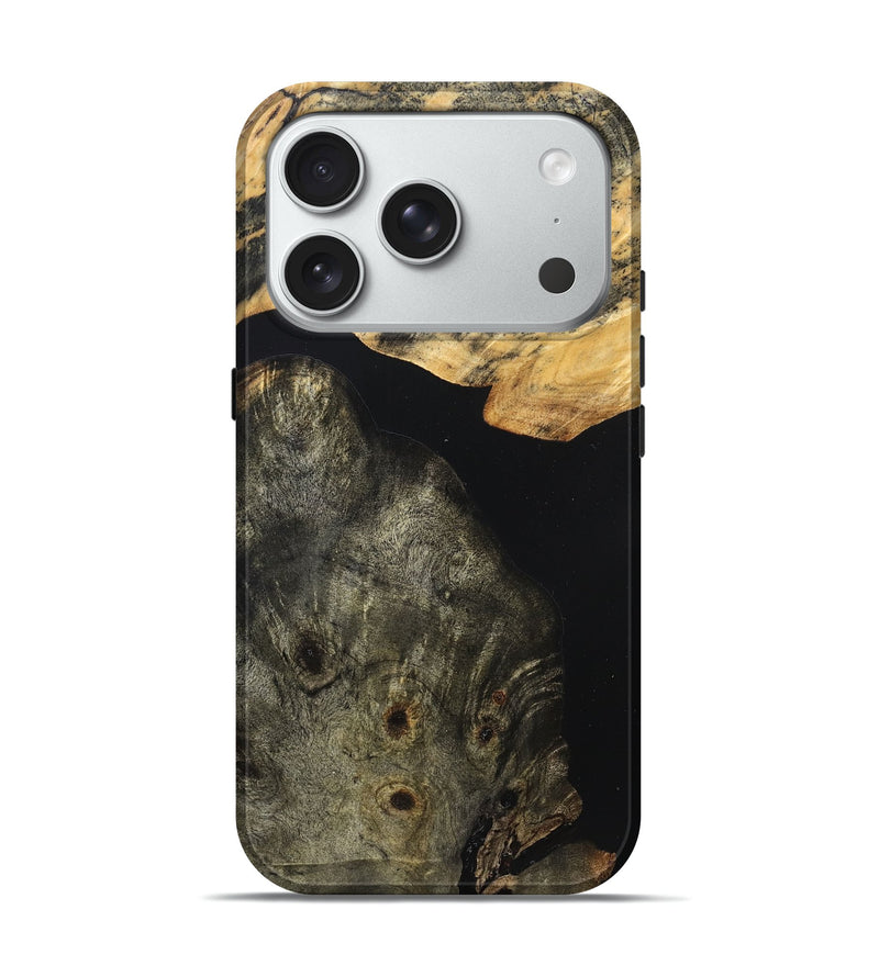 iPhone 18 Pro Wood Live Edge Phone Case - Flossie (Pure Black, 823420)