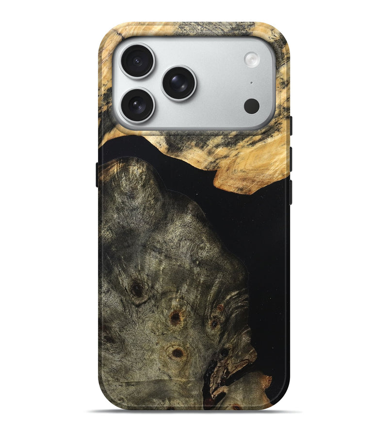iPhone 18 Pro Max Wood Live Edge Phone Case - Flossie (Pure Black, 823420)