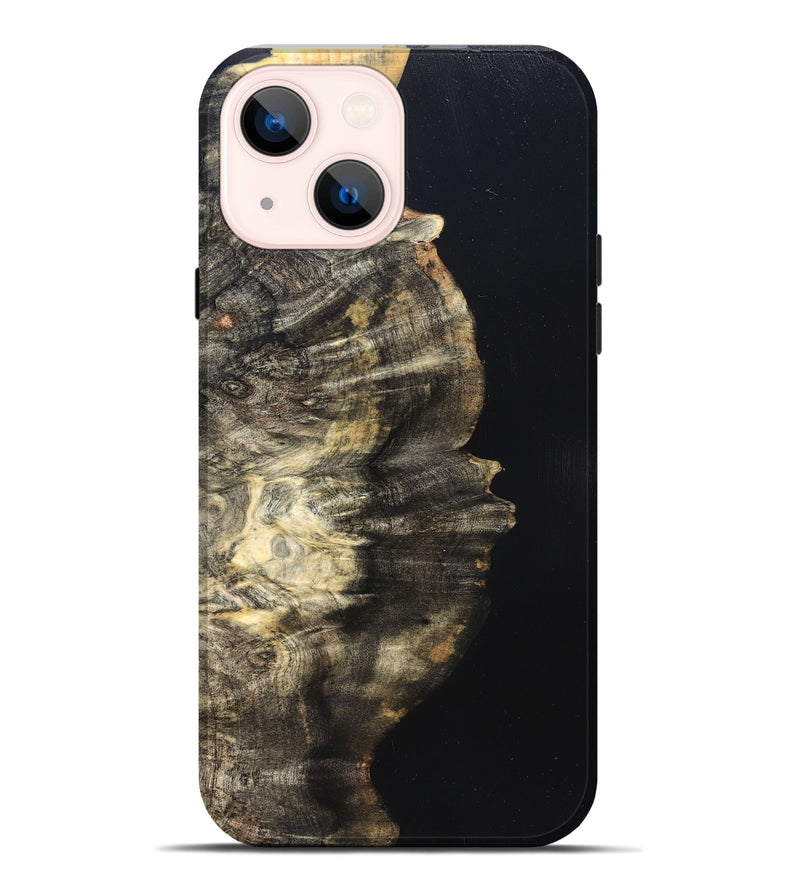 iPhone 14 Plus Wood Live Edge Phone Case - Elmira (Pure Black, 823421)