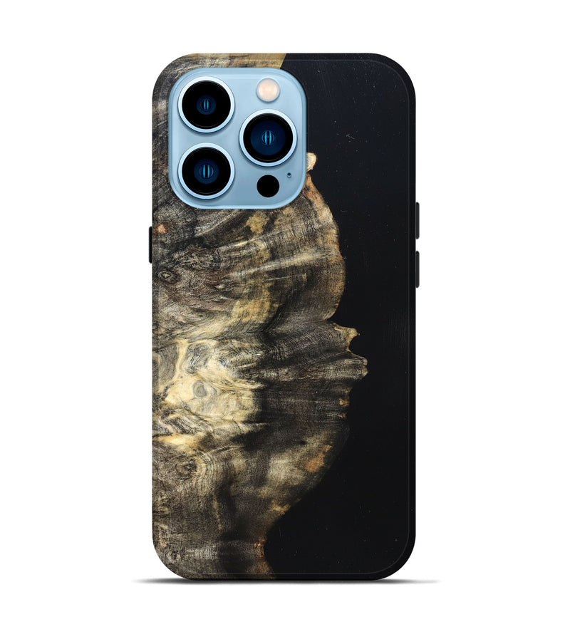 iPhone 14 Pro Wood Live Edge Phone Case - Elmira (Pure Black, 823421)