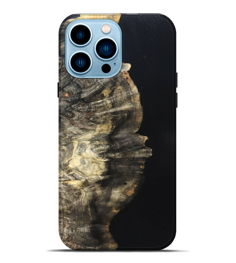iPhone 14 Pro Max Wood Live Edge Phone Case - Elmira (Pure Black, 823421)