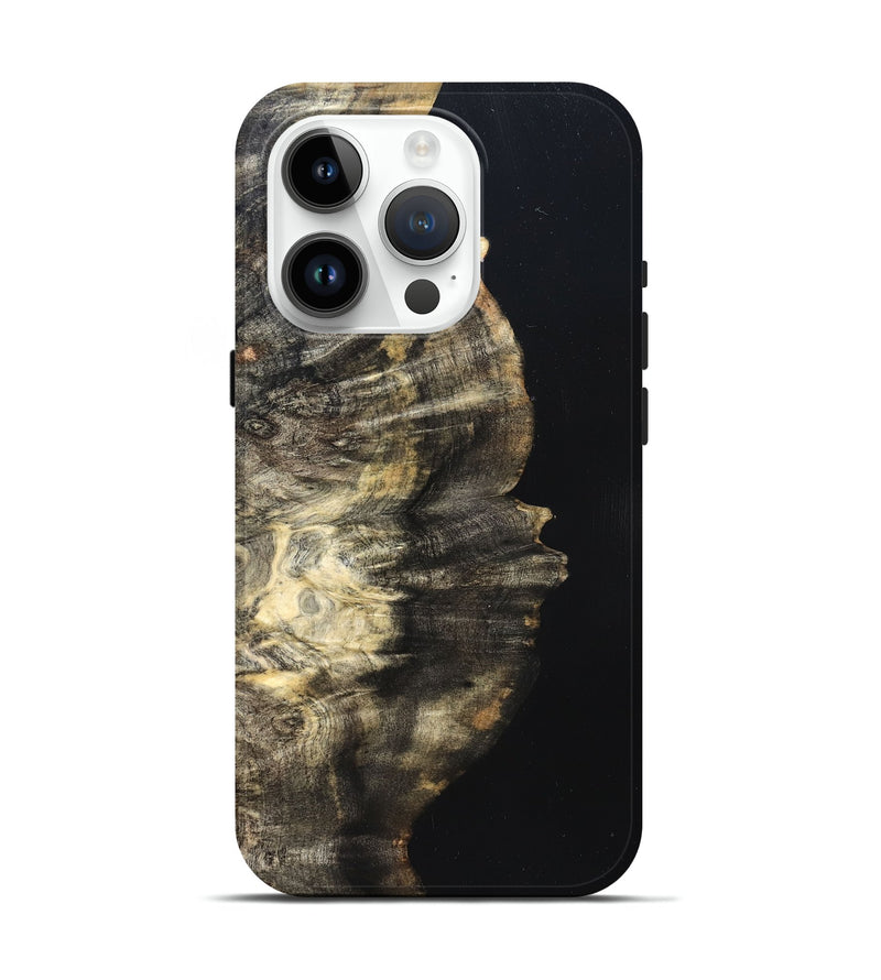 iPhone 15 Pro Wood Live Edge Phone Case - Elmira (Pure Black, 823421)