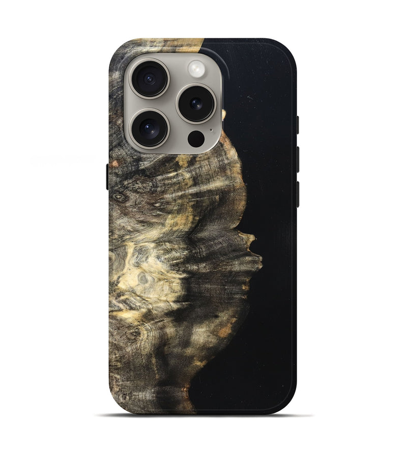 iPhone 16 Pro Wood Live Edge Phone Case - Elmira (Pure Black, 823421)