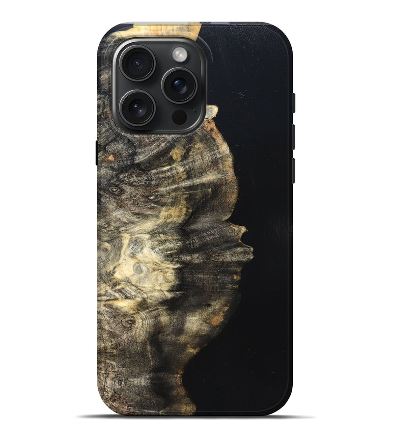 iPhone 16 Pro Max Wood Live Edge Phone Case - Elmira (Pure Black, 823421)