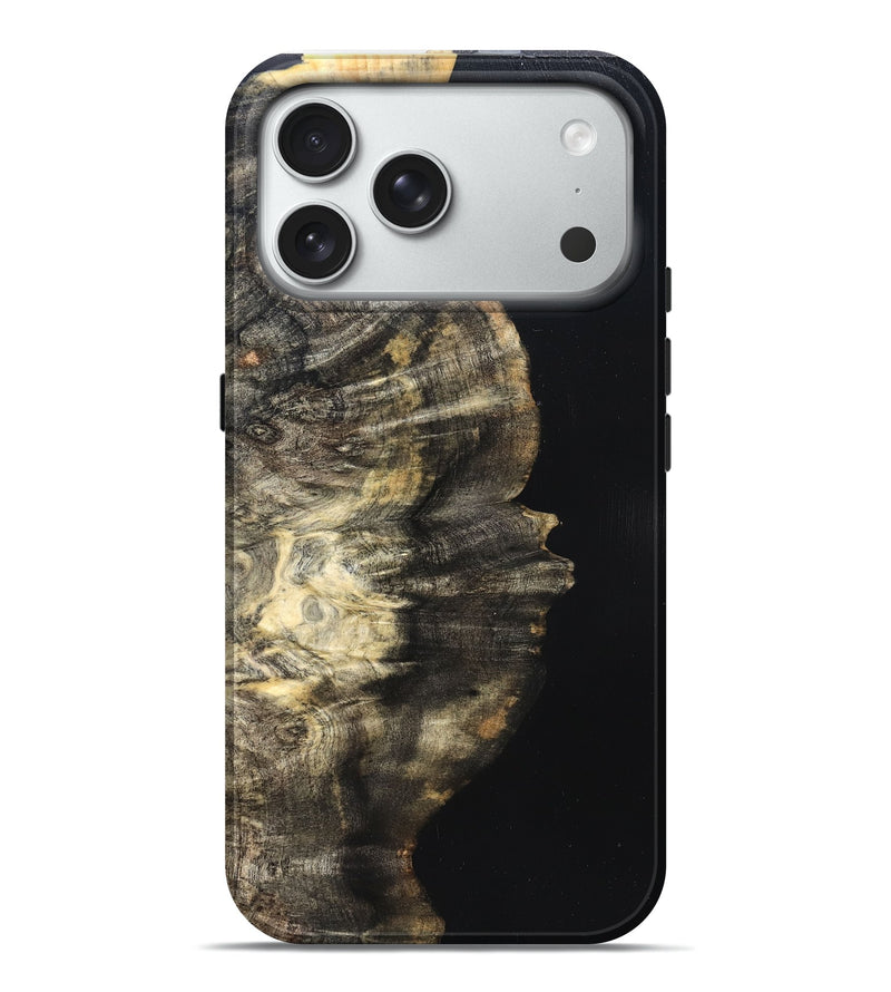 iPhone 18 Pro Max Wood Live Edge Phone Case - Elmira (Pure Black, 823421)