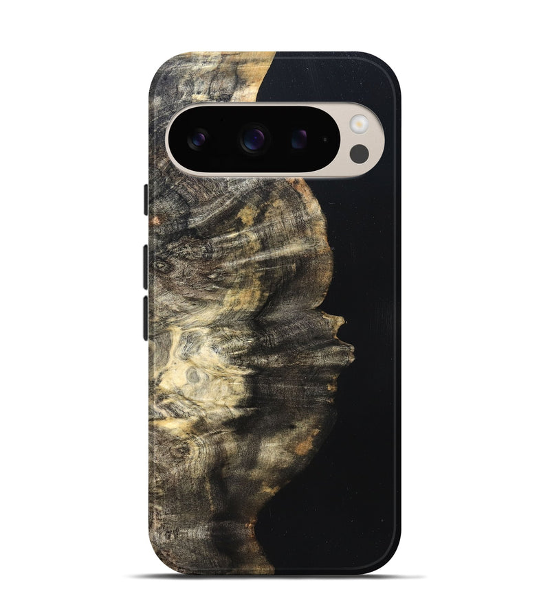 Pixel 9 Pro Wood Live Edge Phone Case - Elmira (Pure Black, 823421)