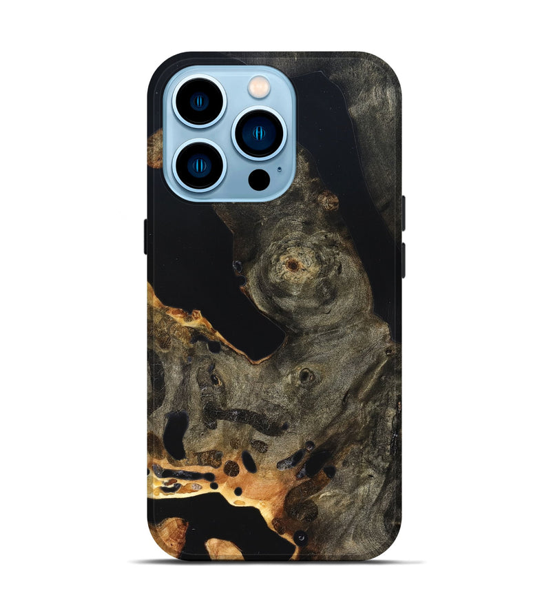 iPhone 14 Pro Wood Live Edge Phone Case - Jaelyn (Pure Black, 823422)