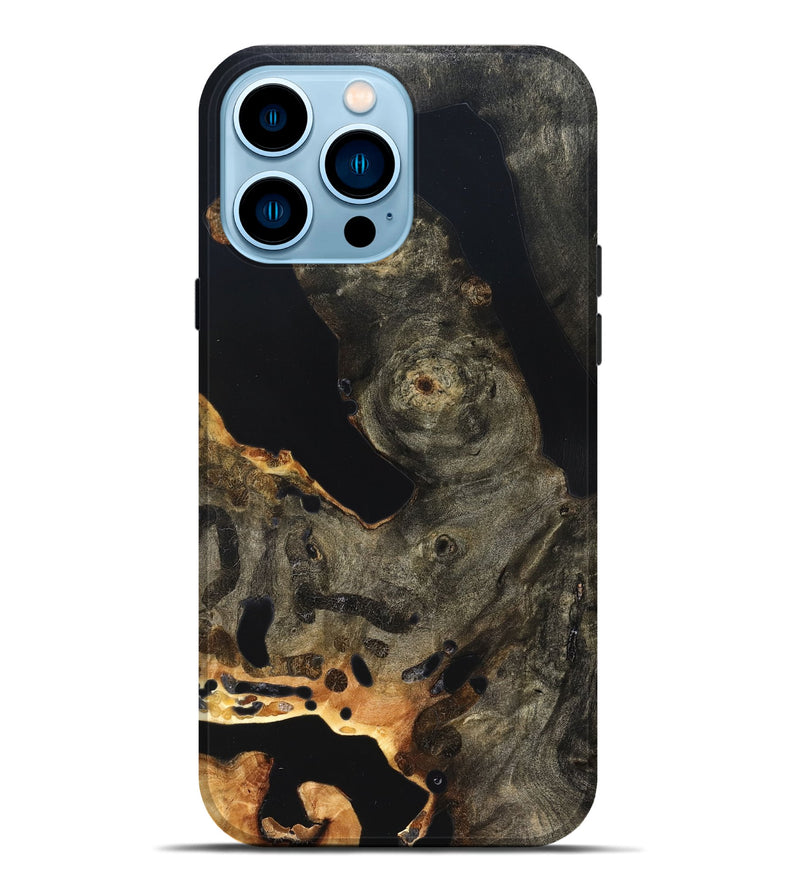 iPhone 14 Pro Max Wood Live Edge Phone Case - Jaelyn (Pure Black, 823422)