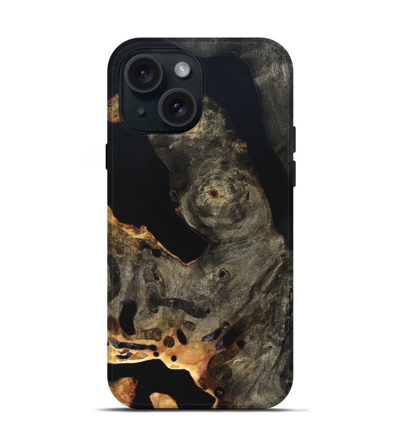 iPhone 15 Wood Live Edge Phone Case - Jaelyn (Pure Black, 823422)