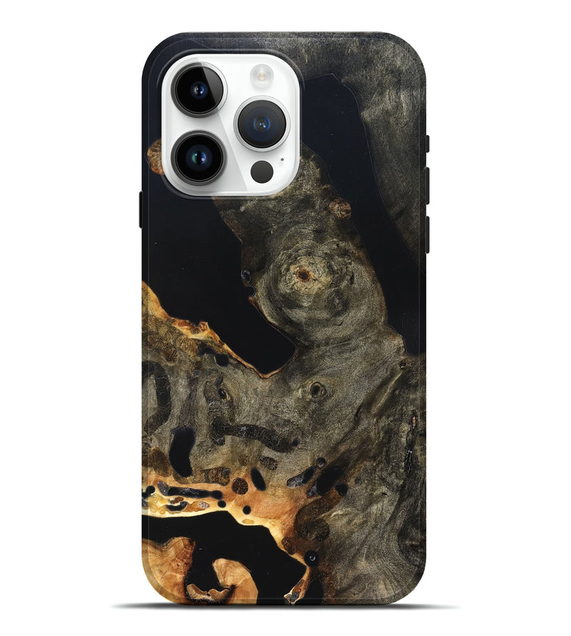 iPhone 15 Pro Max Wood Live Edge Phone Case - Jaelyn (Pure Black, 823422)