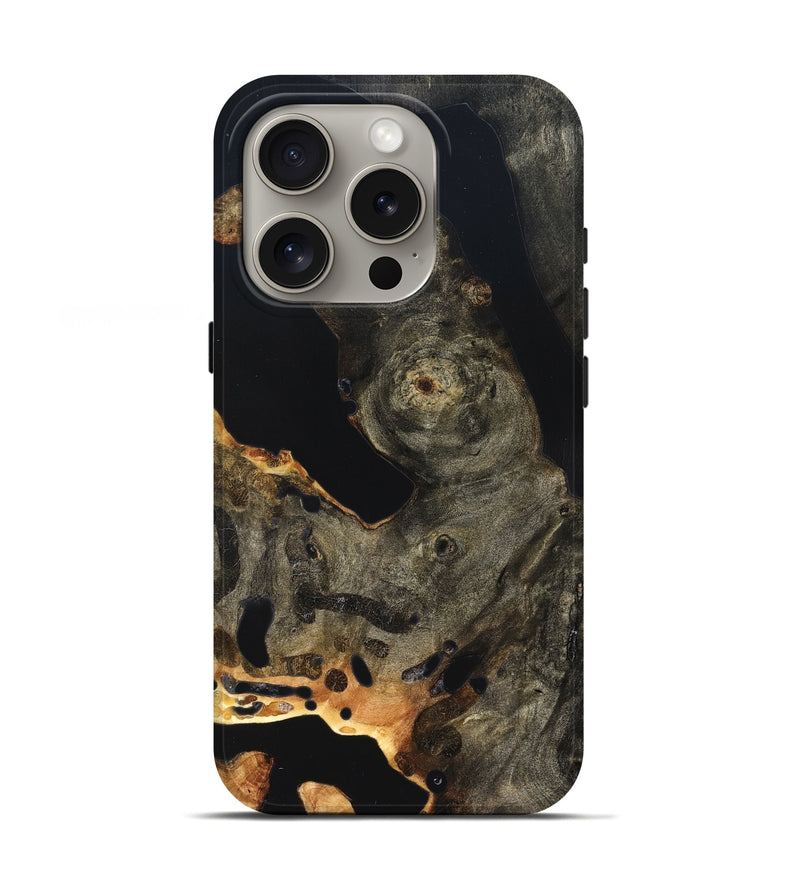 iPhone 16 Pro Wood Live Edge Phone Case - Jaelyn (Pure Black, 823422)