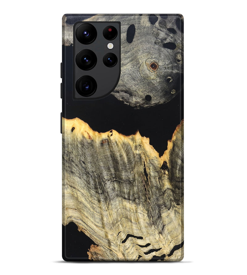 Galaxy S22 Ultra Wood Live Edge Phone Case - Myron (Pure Black, 823423)