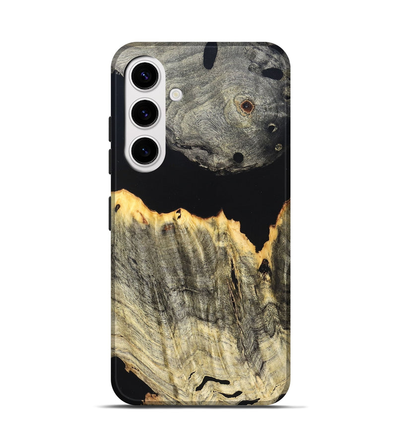 Galaxy S25 Wood Live Edge Phone Case - Myron (Pure Black, 823423)