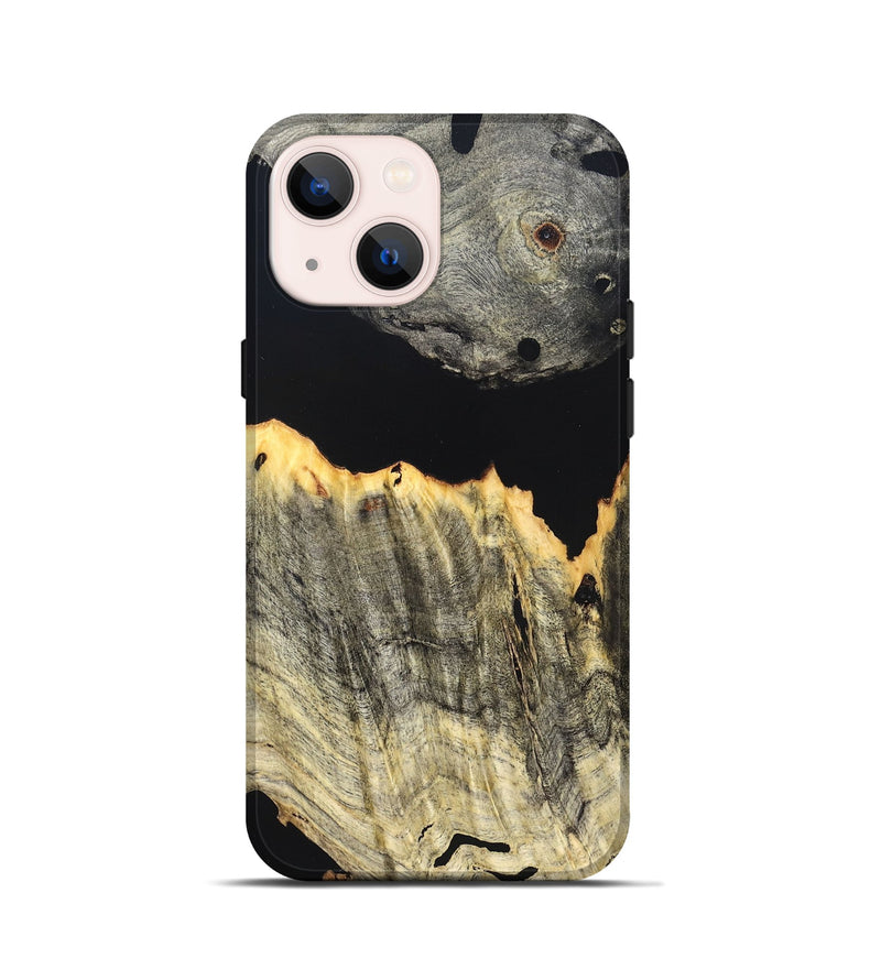 iPhone 13 mini Wood Live Edge Phone Case - Myron (Pure Black, 823423)