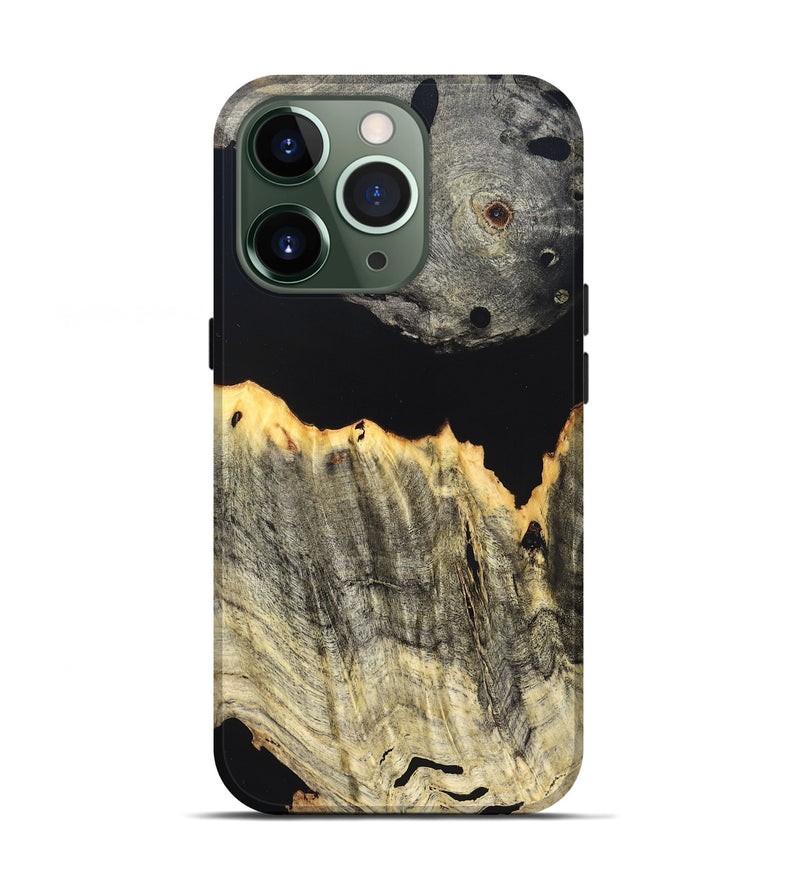 iPhone 13 Pro Wood Live Edge Phone Case - Myron (Pure Black, 823423)