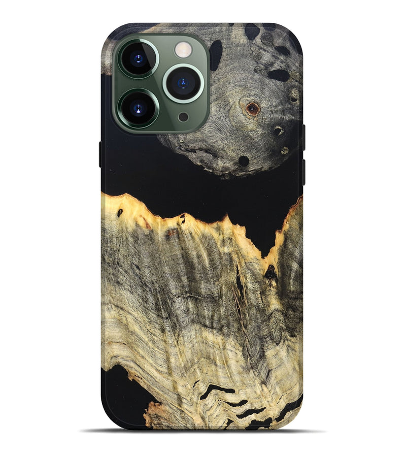 iPhone 13 Pro Max Wood Live Edge Phone Case - Myron (Pure Black, 823423)