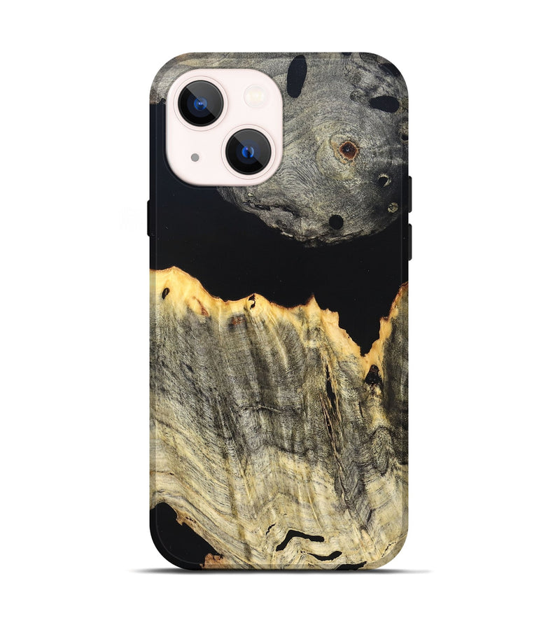 iPhone 14 Wood Live Edge Phone Case - Myron (Pure Black, 823423)