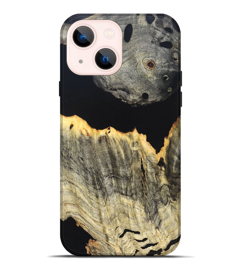 iPhone 14 Plus Wood Live Edge Phone Case - Myron (Pure Black, 823423)