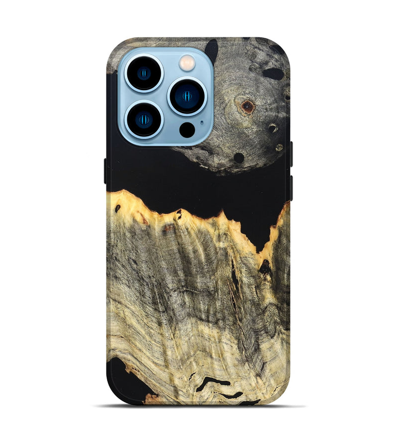 iPhone 14 Pro Wood Live Edge Phone Case - Myron (Pure Black, 823423)