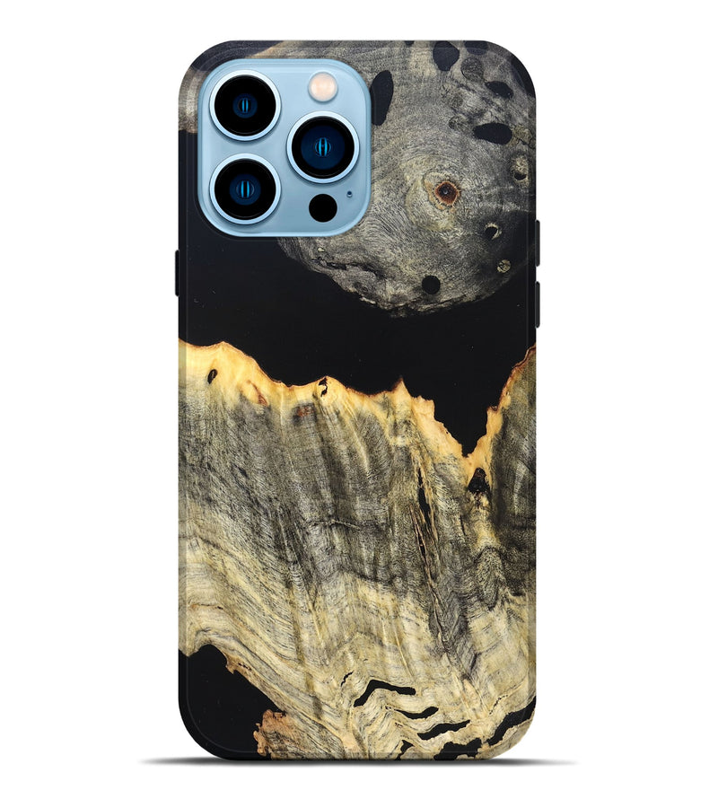 iPhone 14 Pro Max Wood Live Edge Phone Case - Myron (Pure Black, 823423)