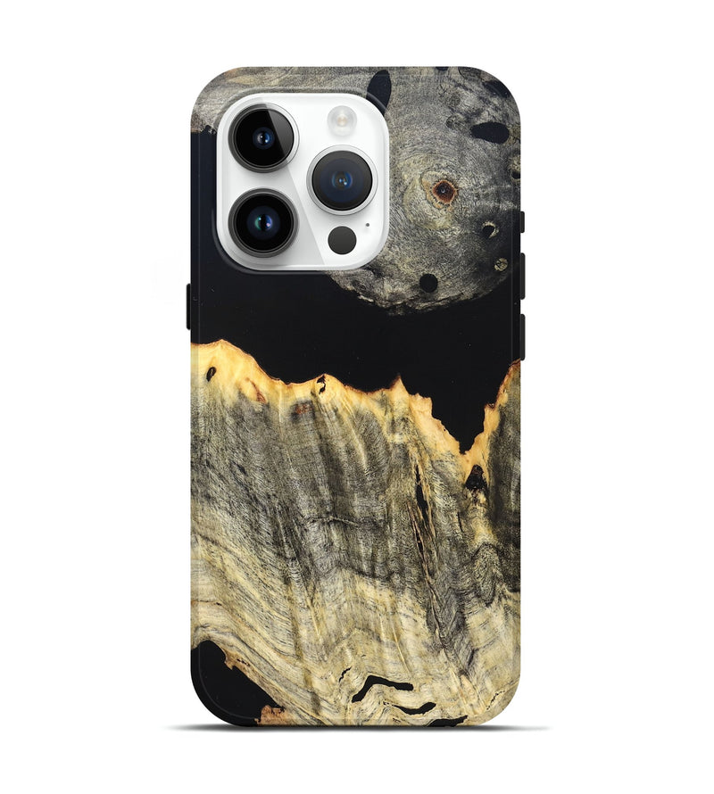 iPhone 15 Pro Wood Live Edge Phone Case - Myron (Pure Black, 823423)