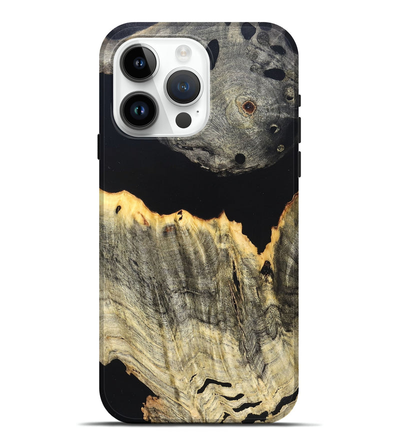 iPhone 15 Pro Max Wood Live Edge Phone Case - Myron (Pure Black, 823423)