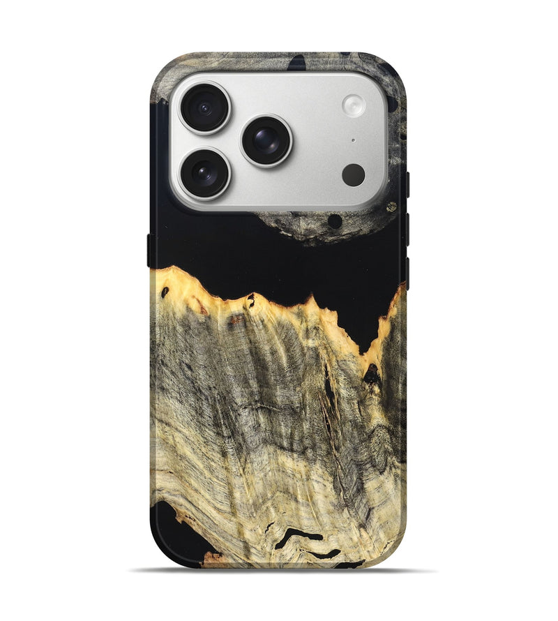 iPhone 17 Pro Wood Live Edge Phone Case - Myron (Pure Black, 823423)