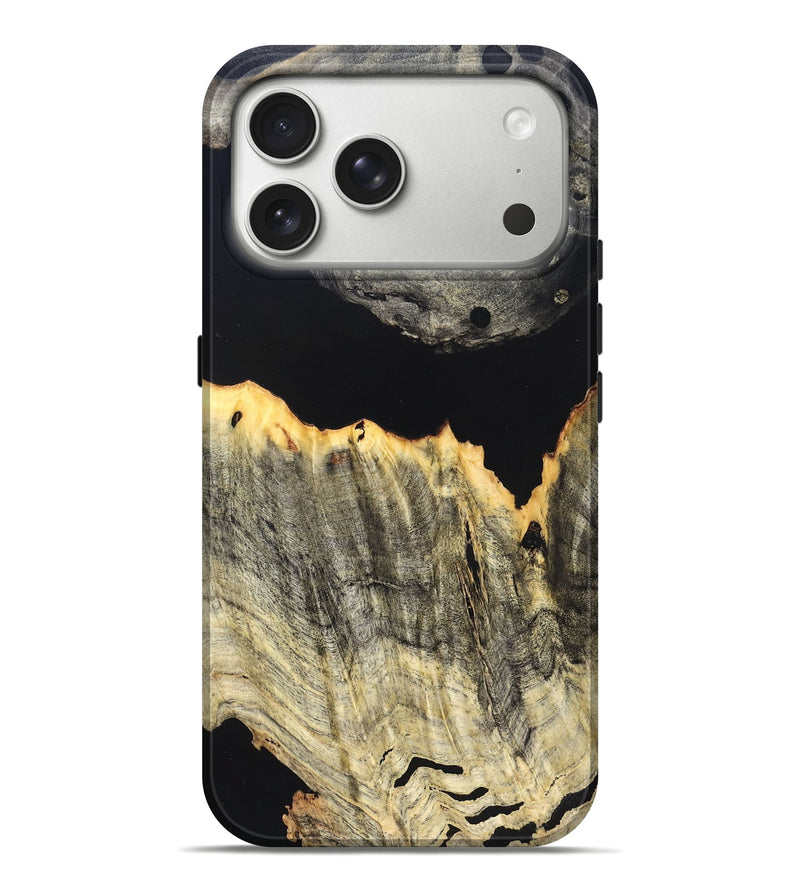 iPhone 17 Pro Max Wood Live Edge Phone Case - Myron (Pure Black, 823423)