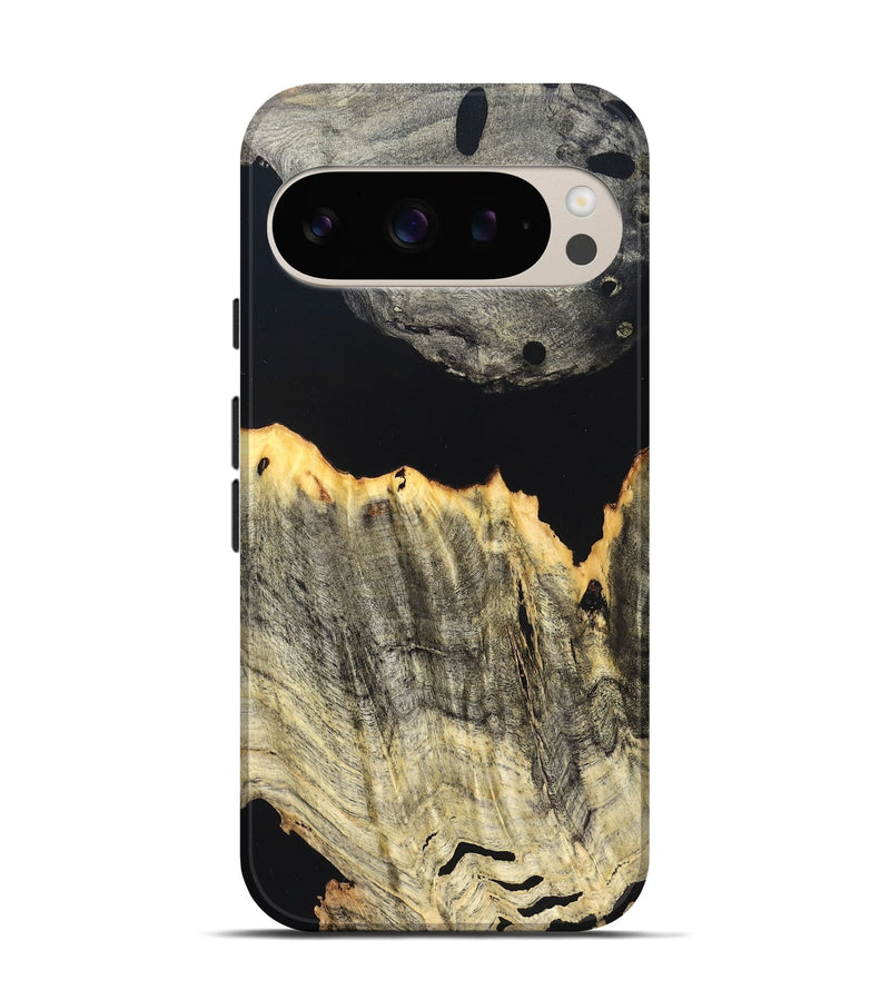 Pixel 9 Pro Wood Live Edge Phone Case - Myron (Pure Black, 823423)