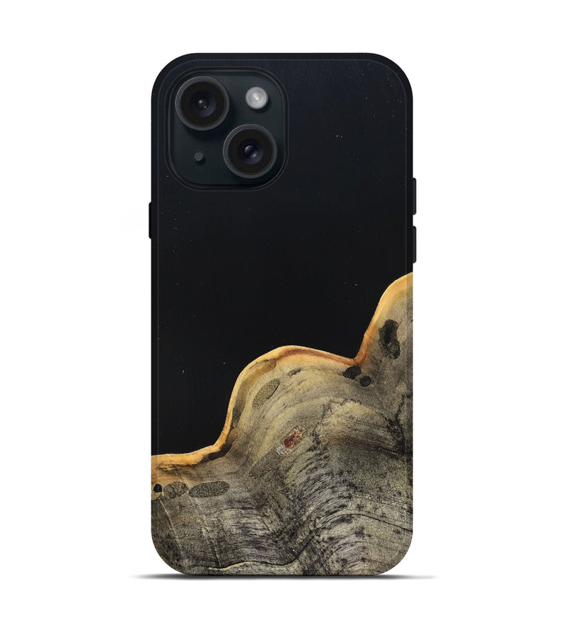iPhone 15 Wood Live Edge Phone Case - Perla (Pure Black, 823424)