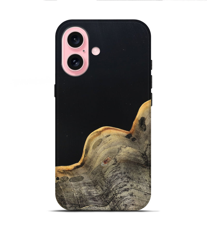 iPhone 16 Wood Live Edge Phone Case - Perla (Pure Black, 823424)