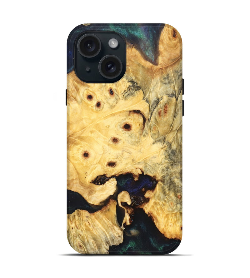 iPhone 15 Wood Live Edge Phone Case - Elowyn (Pure Black, 823425)