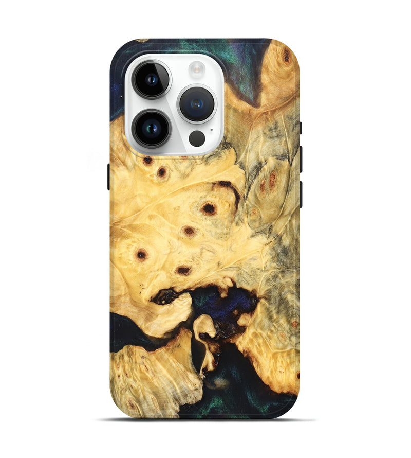 iPhone 15 Pro Wood Live Edge Phone Case - Elowyn (Pure Black, 823425)