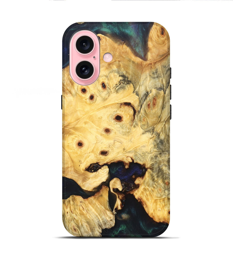 iPhone 16 Wood Live Edge Phone Case - Elowyn (Pure Black, 823425)
