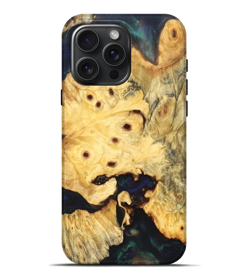 iPhone 16 Pro Max Wood Live Edge Phone Case - Elowyn (Pure Black, 823425)
