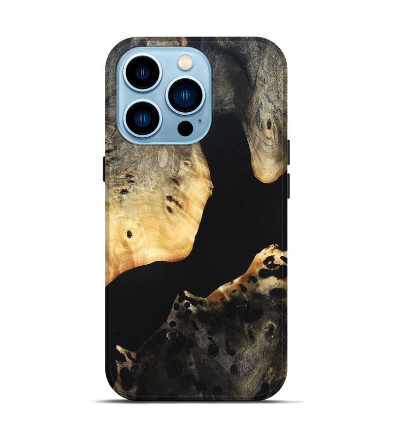 iPhone 14 Pro Wood Live Edge Phone Case - Massimo (Pure Black, 823426)