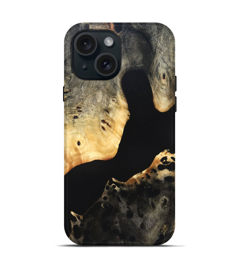 iPhone 15 Wood Live Edge Phone Case - Massimo (Pure Black, 823426)