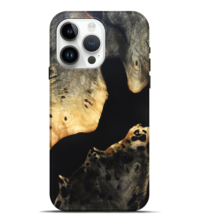 iPhone 15 Pro Max Wood Live Edge Phone Case - Massimo (Pure Black, 823426)