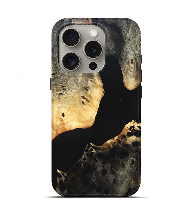 iPhone 16 Pro Wood Live Edge Phone Case - Massimo (Pure Black, 823426)