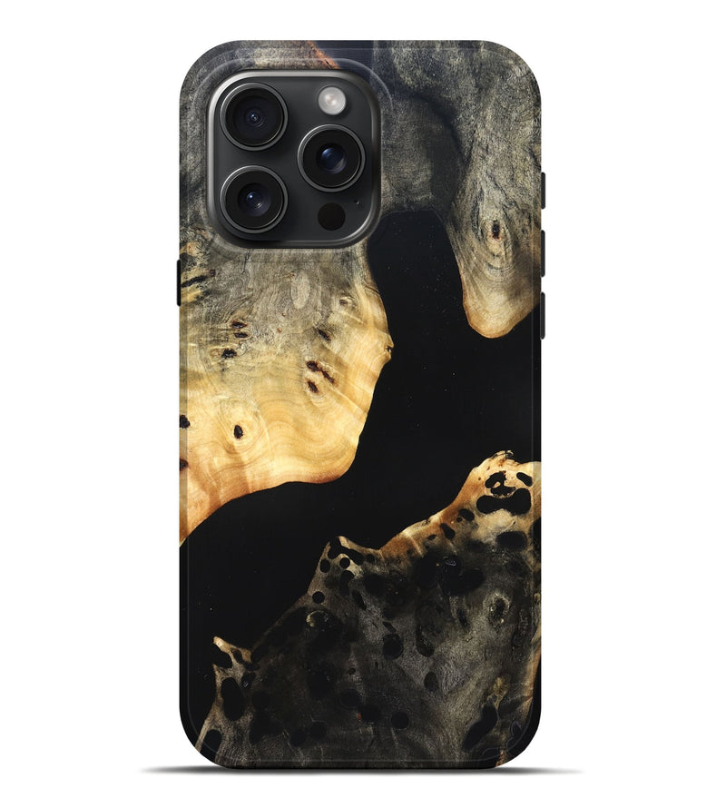 iPhone 16 Pro Max Wood Live Edge Phone Case - Massimo (Pure Black, 823426)