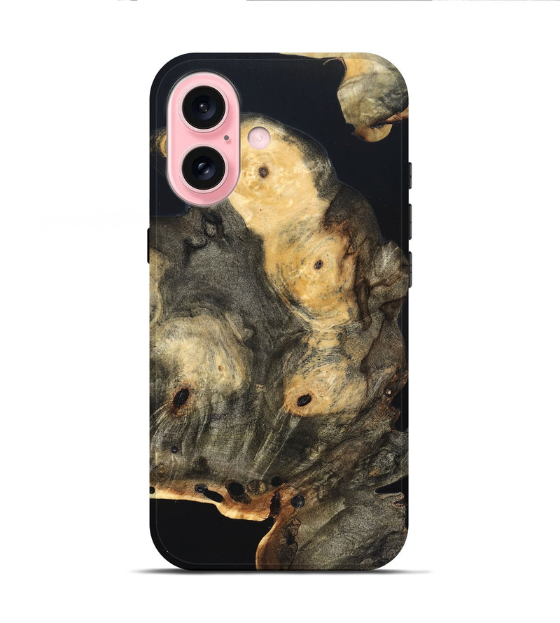 iPhone 16 Wood Live Edge Phone Case - Layne (Pure Black, 823427)