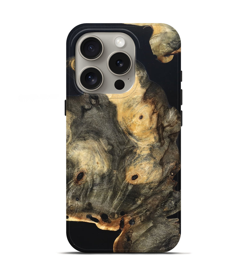 iPhone 16 Pro Wood Live Edge Phone Case - Layne (Pure Black, 823427)