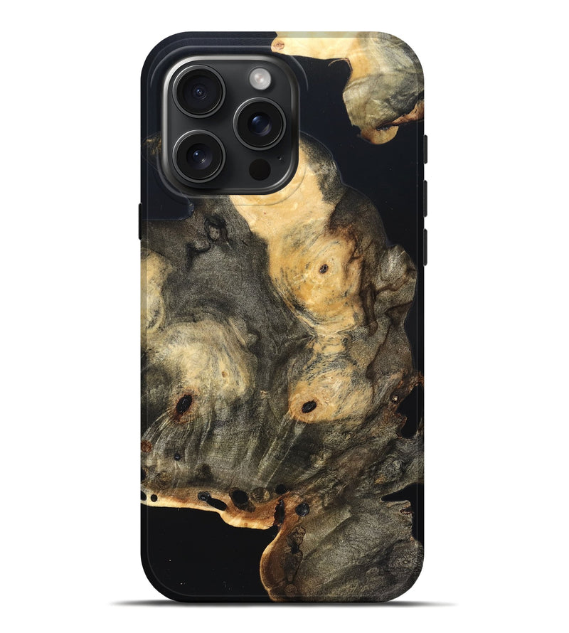 iPhone 16 Pro Max Wood Live Edge Phone Case - Layne (Pure Black, 823427)